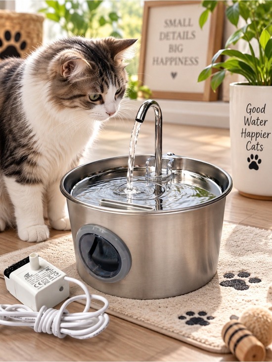 Other - Stainless Steel Cat Water Fountain Bowl with Pump & Faucet